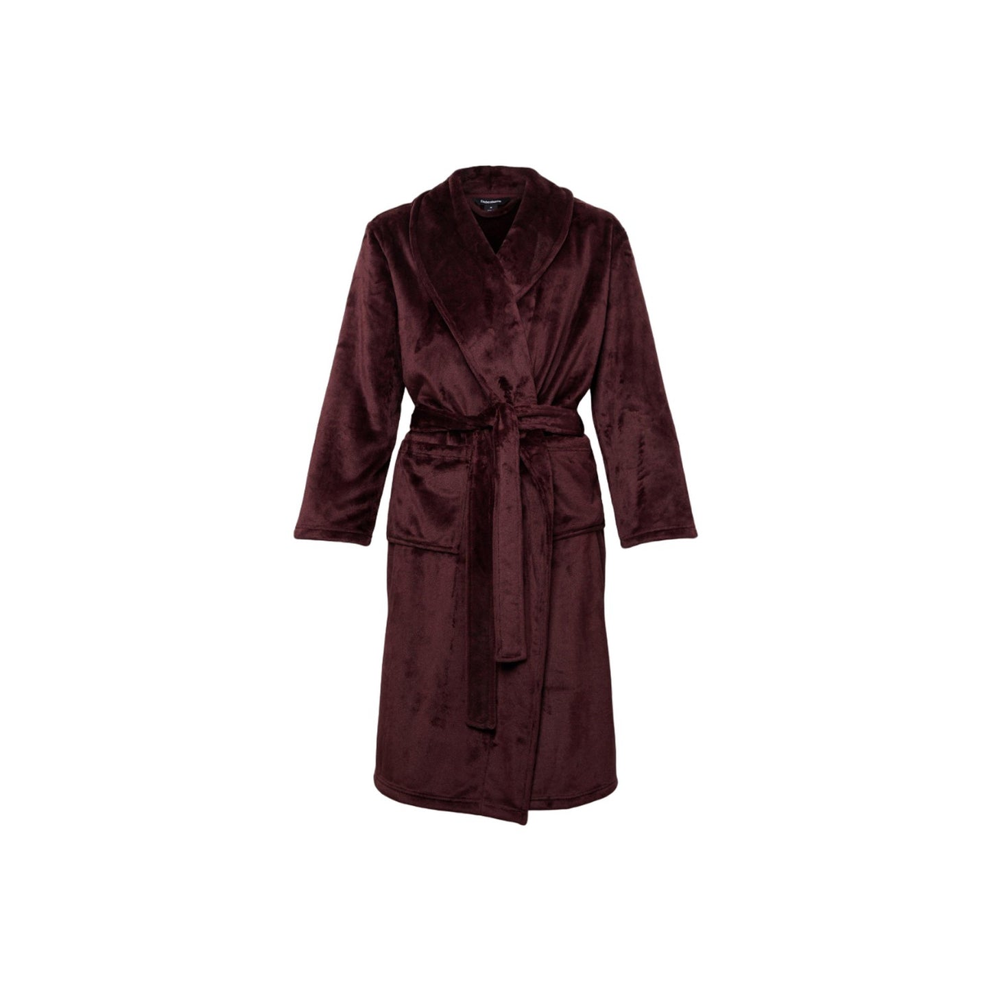 Burgundy - Front - Maine Womens-Ladies Marl Fleece Shawl Collar Gown