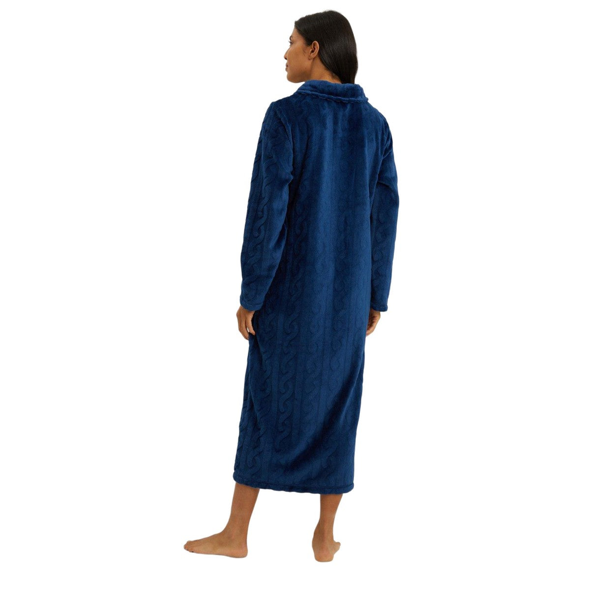 Navy - Back - Debenhams Womens-Ladies Burnout Cable Knit Robe