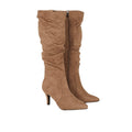 Taupe - Front - Principles Womens-Ladies Krista Rouched Pointed Medium Heel Calf Boots