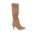 Taupe - Back - Principles Womens-Ladies Krista Rouched Pointed Medium Heel Calf Boots