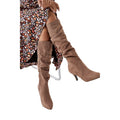 Taupe - Lifestyle - Principles Womens-Ladies Krista Rouched Pointed Medium Heel Calf Boots
