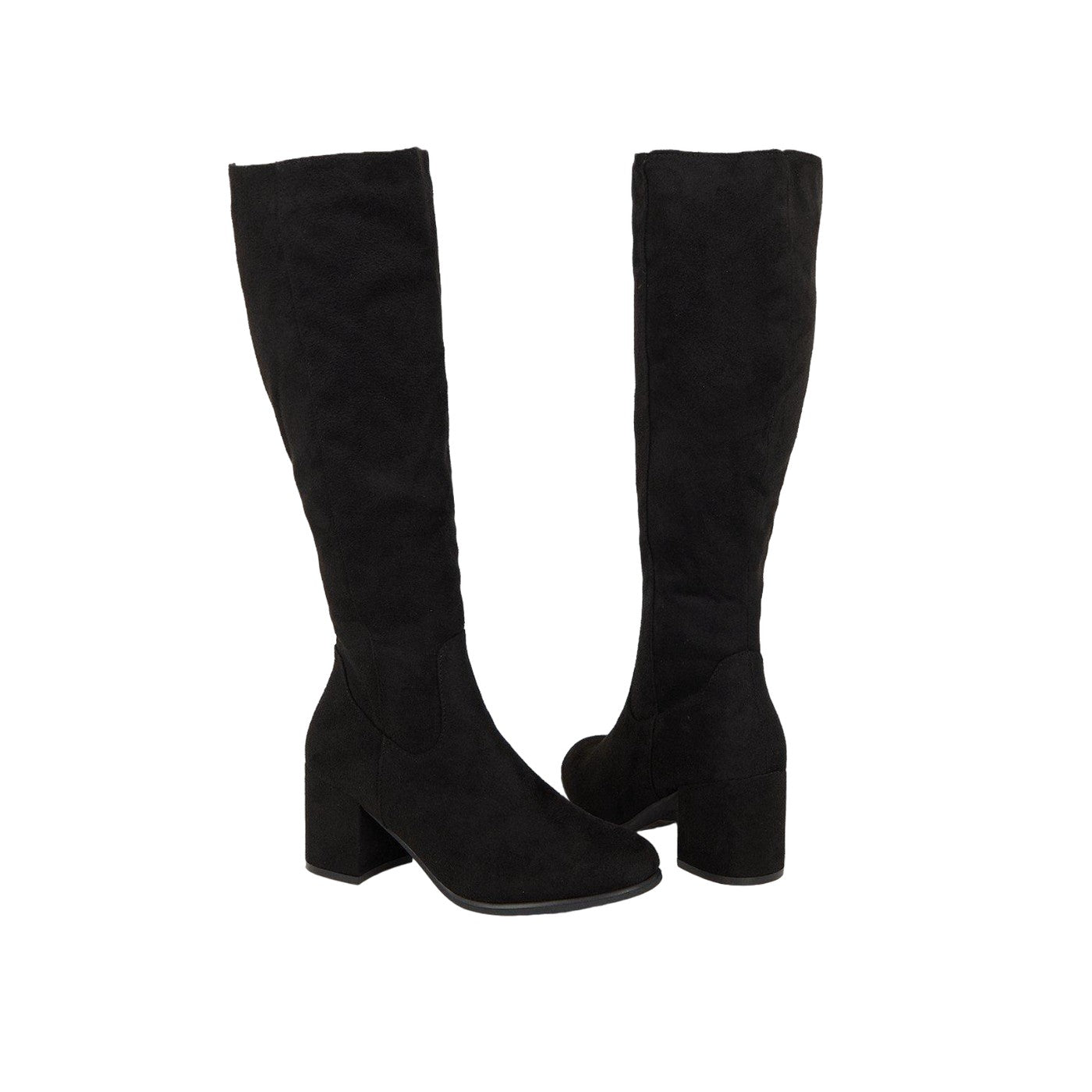 Natural Black - Back - Principles Womens-Ladies Kilbride Round Toe Medium Block Heel Knee-High Boots