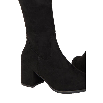 Natural Black - Side - Principles Womens-Ladies Kilbride Round Toe Medium Block Heel Knee-High Boots