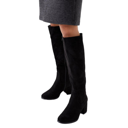 Natural Black - Lifestyle - Principles Womens-Ladies Kilbride Round Toe Medium Block Heel Knee-High Boots