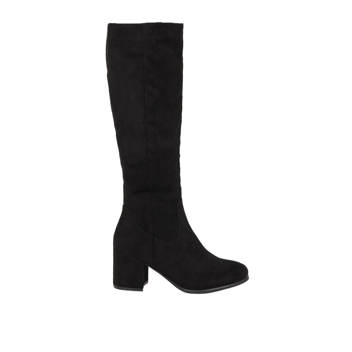 Natural Black - Front - Principles Womens-Ladies Kilbride Round Toe Medium Block Heel Knee-High Boots