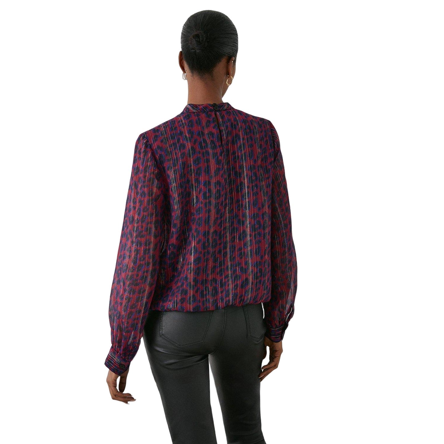 Red - Back - Principles Womens-Ladies Animal Print Keyhole Wrap Top