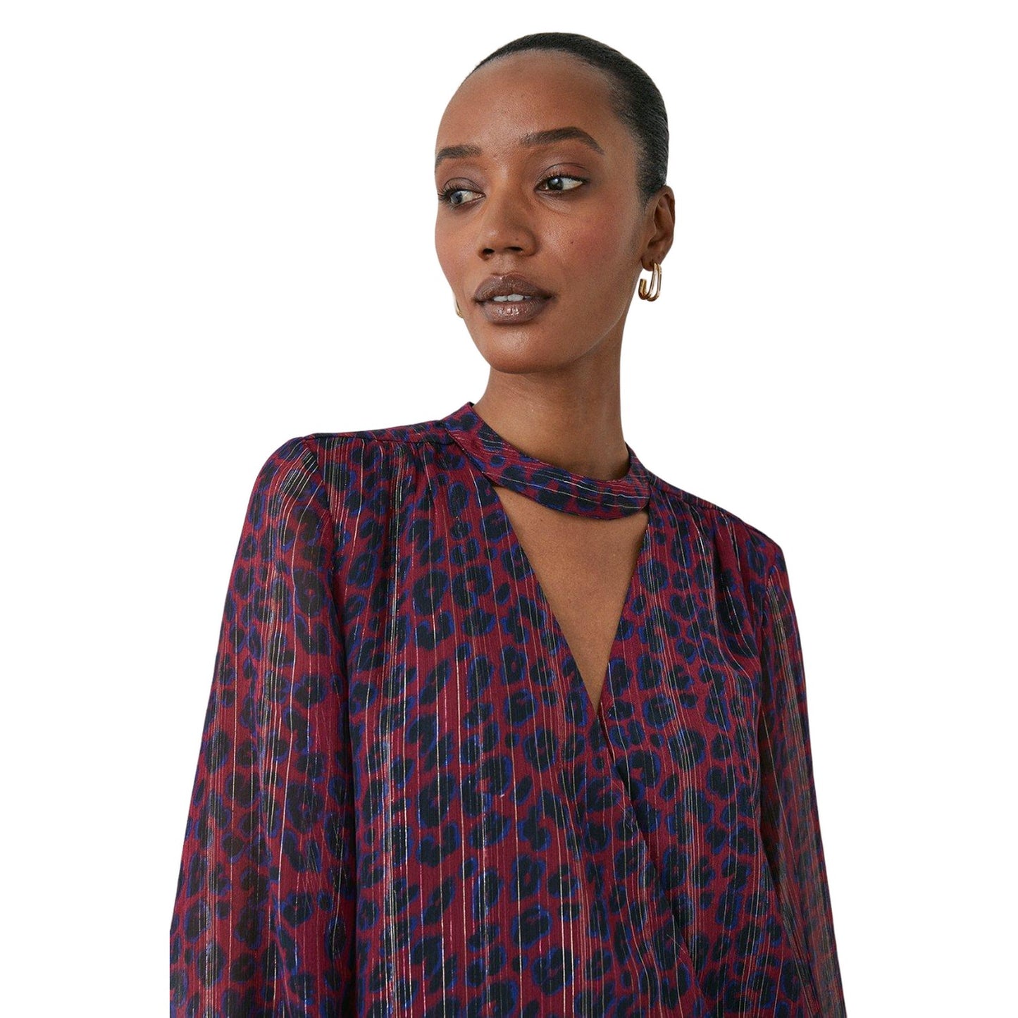 Red - Side - Principles Womens-Ladies Animal Print Keyhole Wrap Top