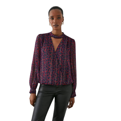 Red - Front - Principles Womens-Ladies Animal Print Keyhole Wrap Top