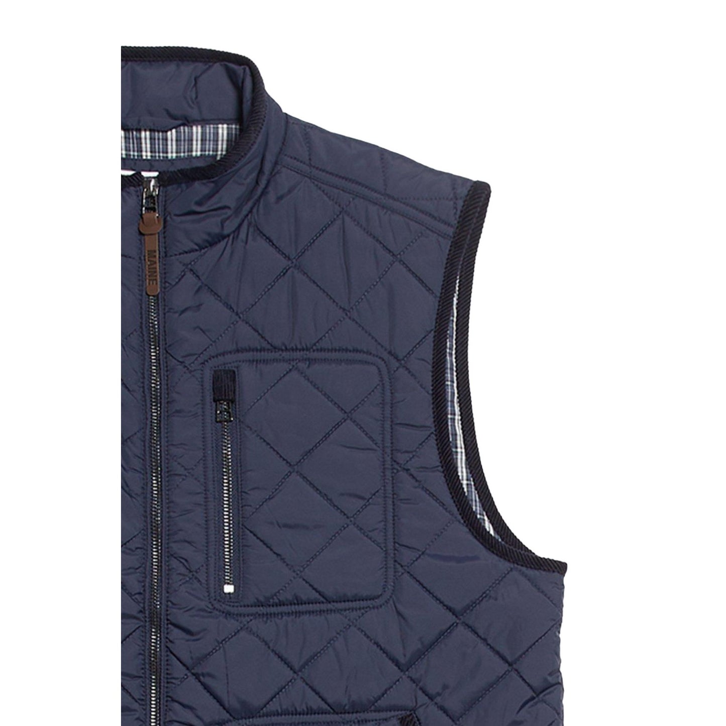 Navy - Side - Maine Mens Quilted Lightweight Tailored Gilet