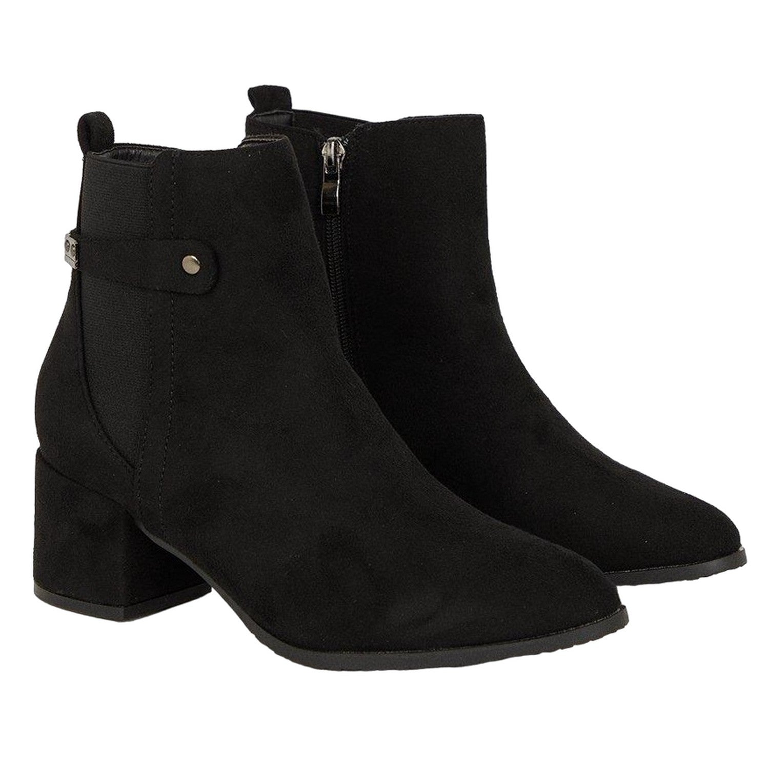Natural Black - Front - Principles Womens-Ladies Ohio Medium Block Heel Ankle Boots