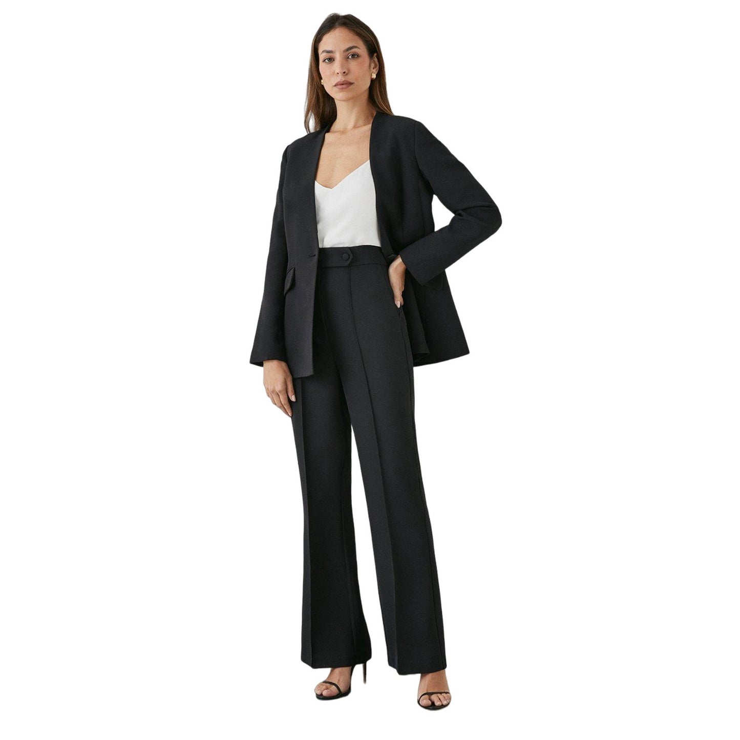 Black - Side - Principles Womens-Ladies Pintuck Tab Detail Bootcut Trousers