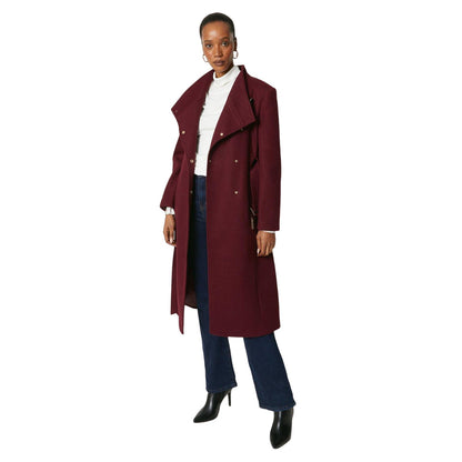 Burgundy - Lifestyle - Principles Womens-Ladies Belted Hardware Detail Coat