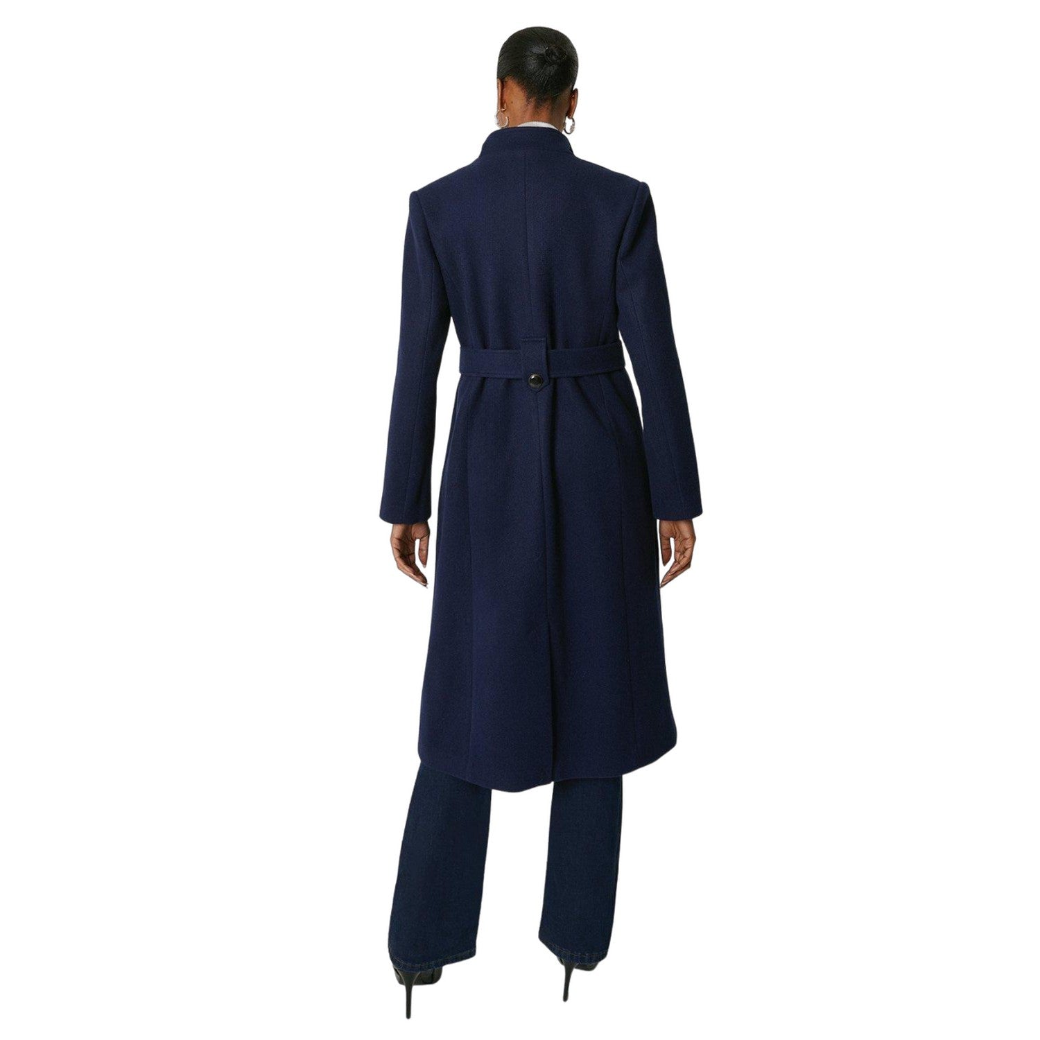 Navy - Back - Principles Womens-Ladies Belted Hardware Detail Coat