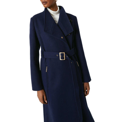 Navy - Side - Principles Womens-Ladies Belted Hardware Detail Coat