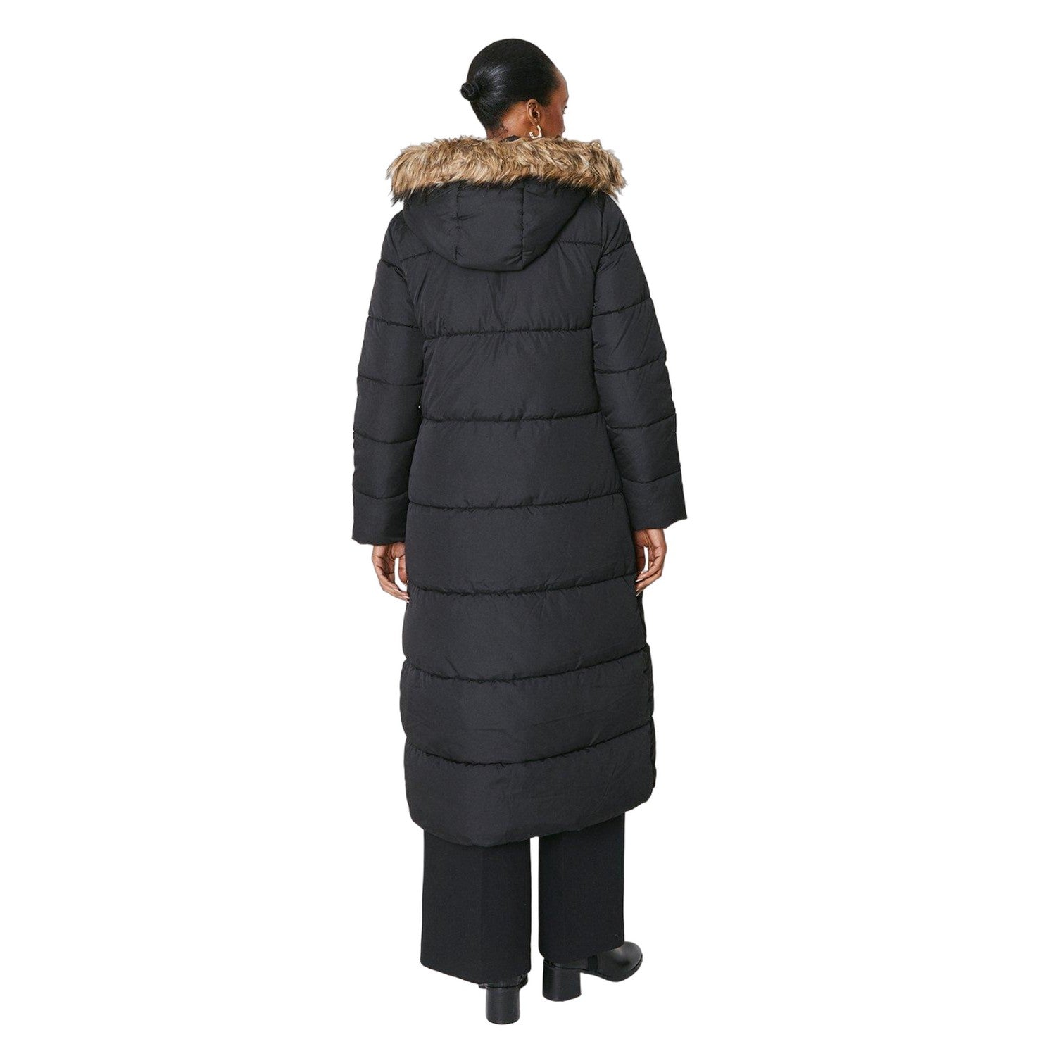 Black - Back - Principles Womens-Ladies Longline Puffer Jacket