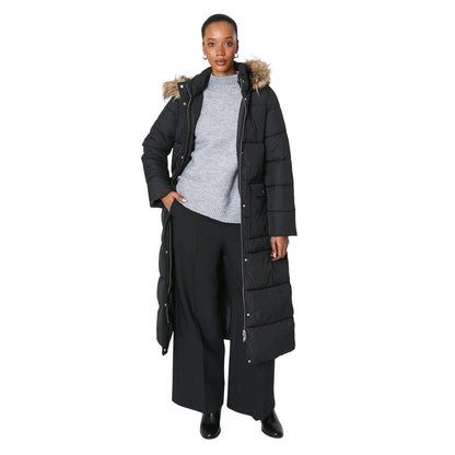 Black - Lifestyle - Principles Womens-Ladies Longline Puffer Jacket