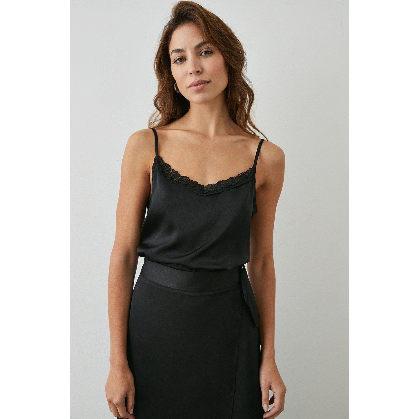 Black - Front - Principles Womens-Ladies Lace Satin Camisole