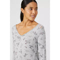 Grey - Side - Debenhams Womens-Ladies Floral Lace Long-Sleeved Pyjama Top