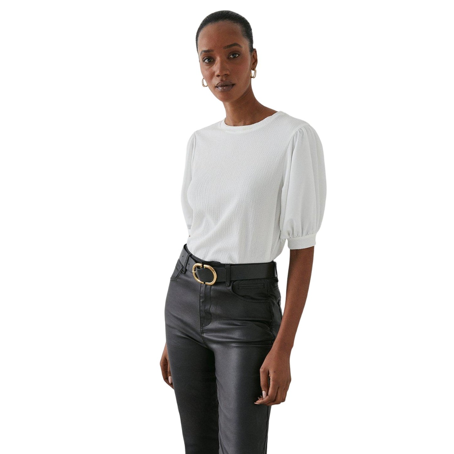 Ivory - Front - Principles Womens-Ladies Textured Woven Short-Sleeved T-Shirt