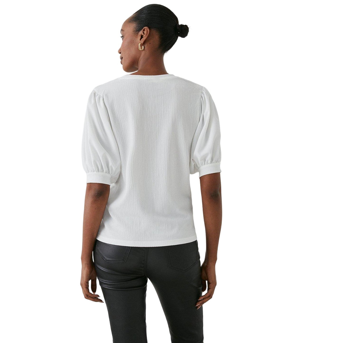 Ivory - Back - Principles Womens-Ladies Textured Woven Short-Sleeved T-Shirt