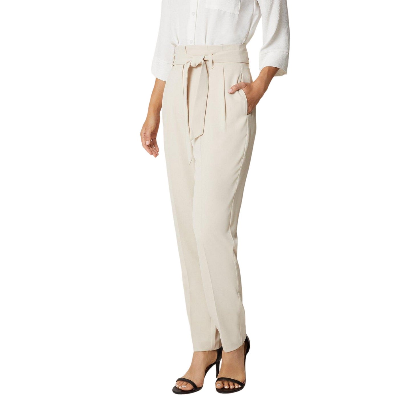 Camel - Front - Principles Womens-Ladies Paperbag High Waist Trousers