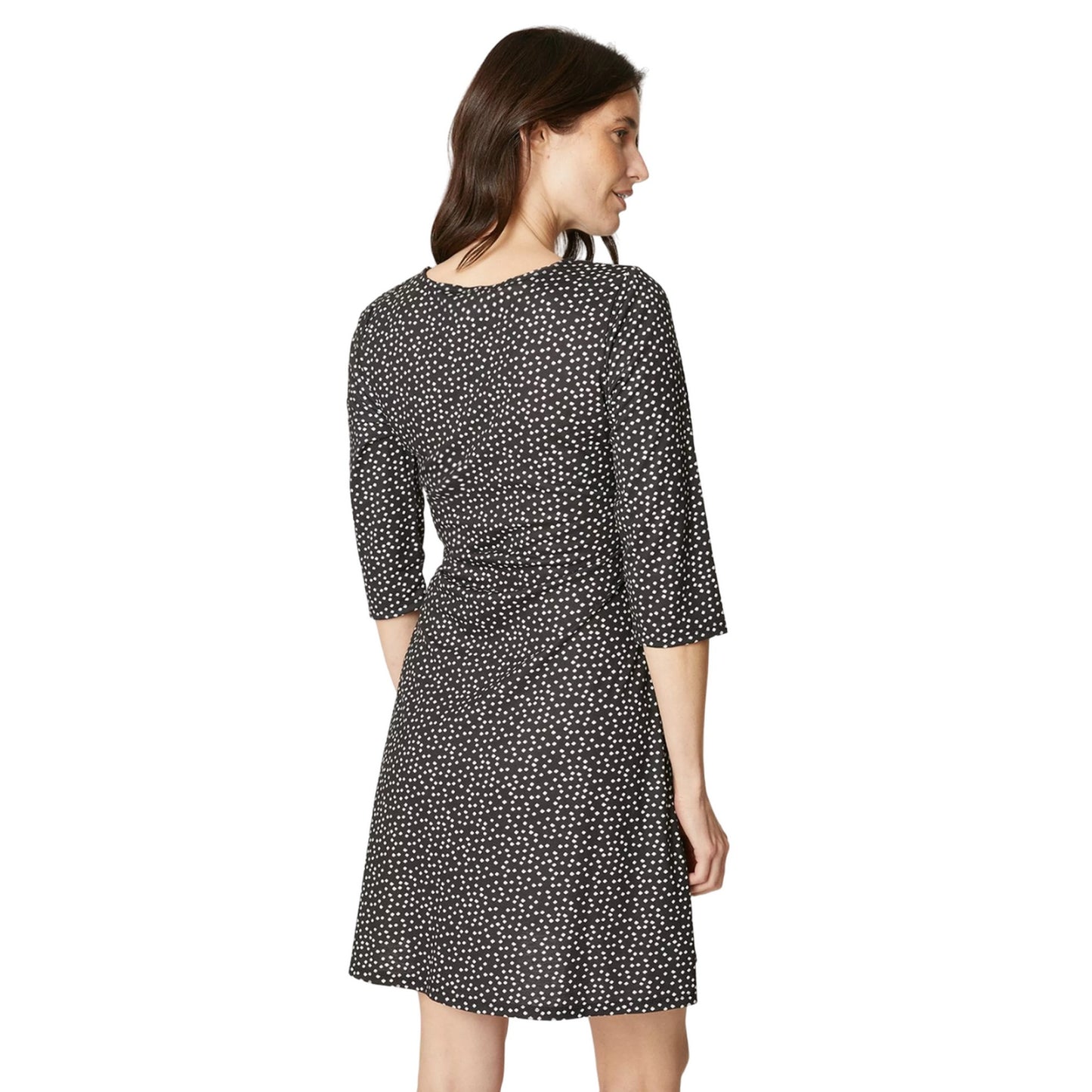 Black-White - Back - Maine Womens-Ladies Spotted T-Shirt Dress