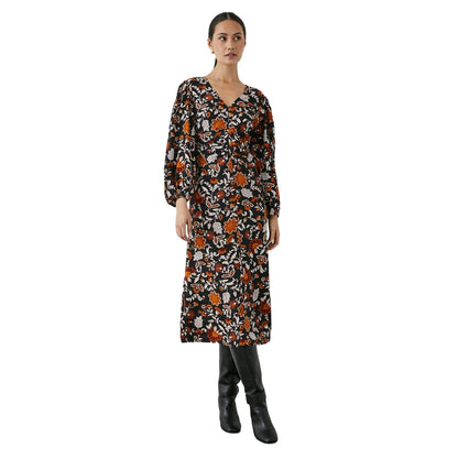 Black - Lifestyle - Principles Womens-Ladies Paisley Ruched Midi Dress