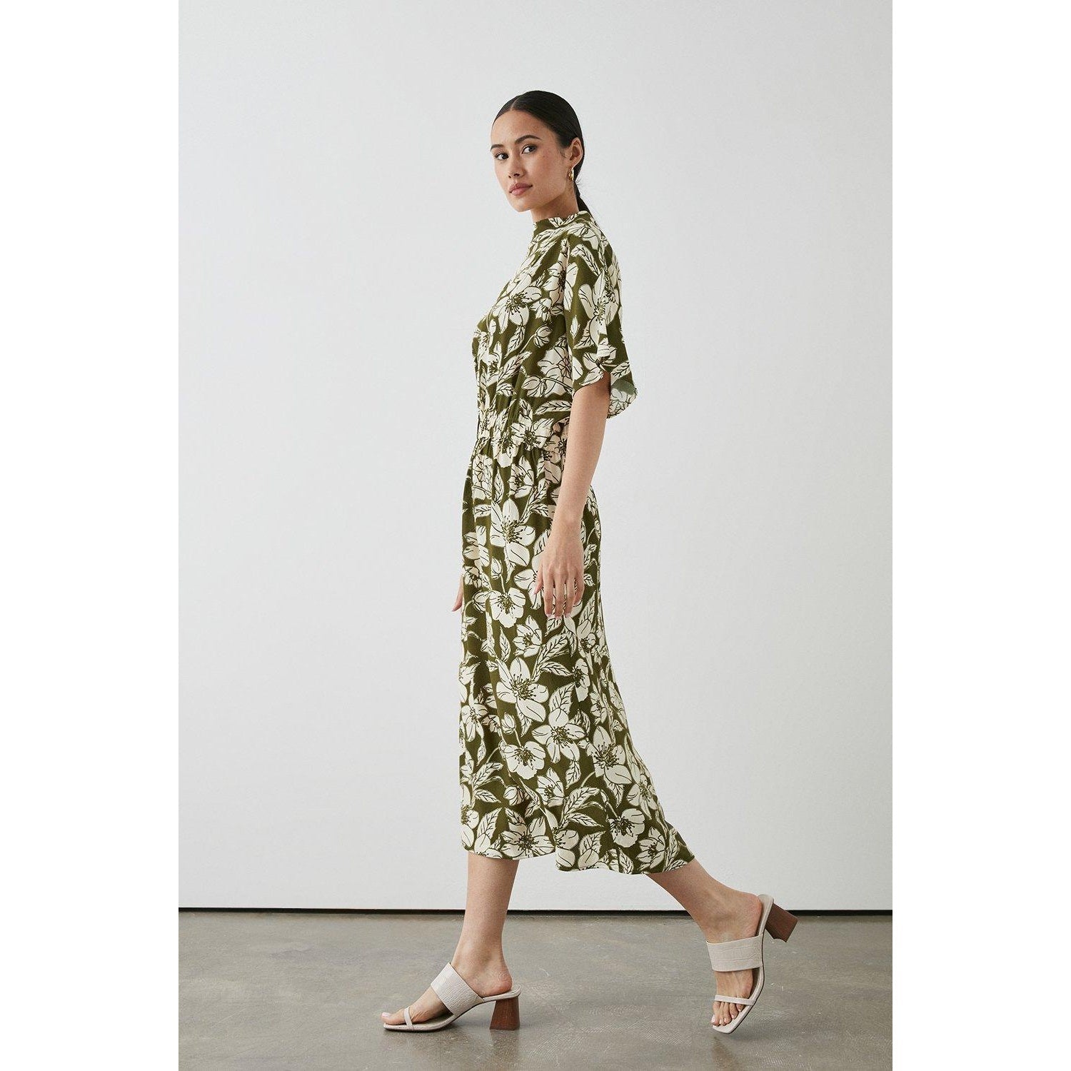 Green - Front - Principles Womens-Ladies Floral Midi Dress