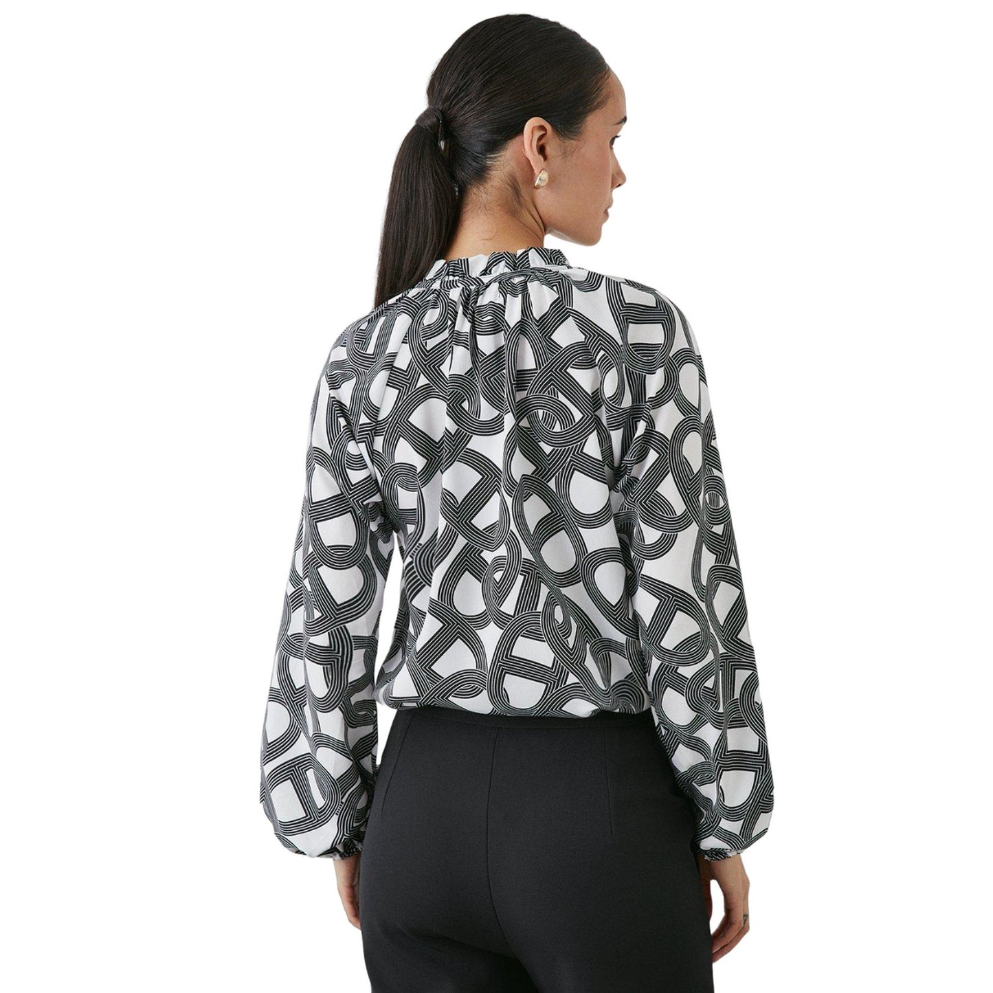 Ivory - Back - Principles Womens-Ladies Chain Blouson Sleeve Top