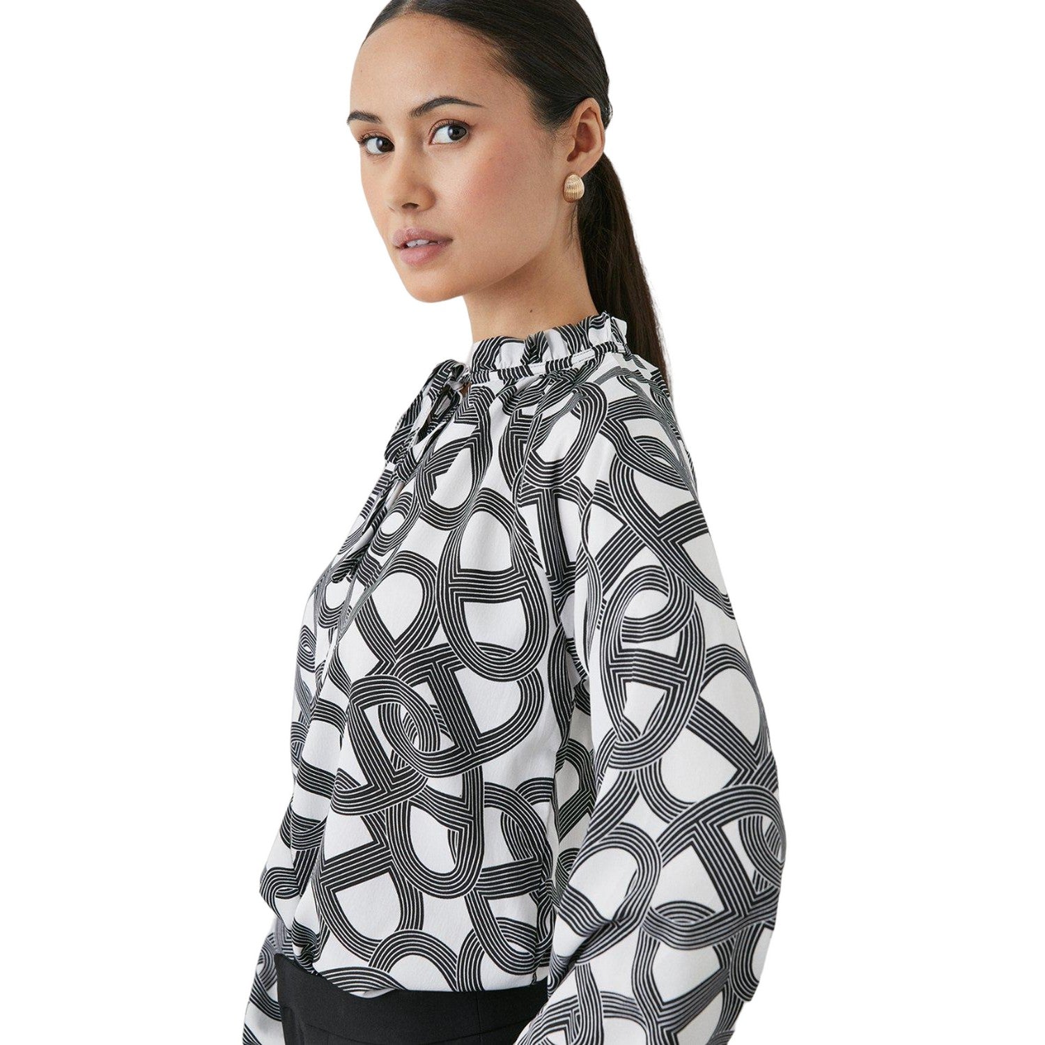 Ivory - Side - Principles Womens-Ladies Chain Blouson Sleeve Top