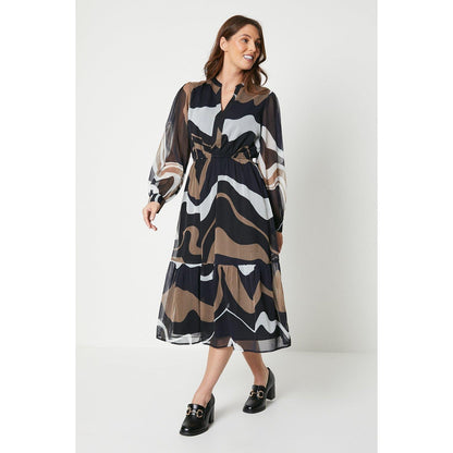 Navy - Front - Principles Womens-Ladies Marble Midi Dress