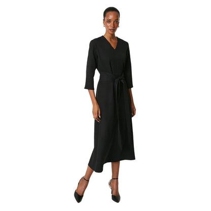 Black - Side - Principles Womens-Ladies Front Tie Midi Dress