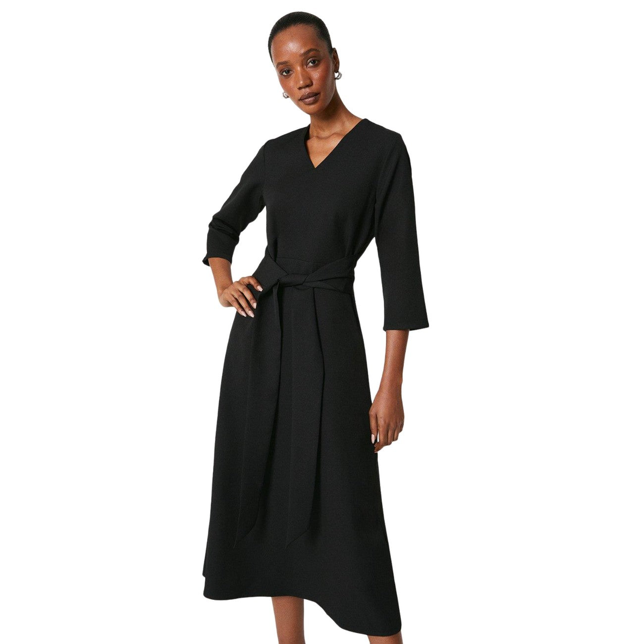 Black - Front - Principles Womens-Ladies Front Tie Midi Dress