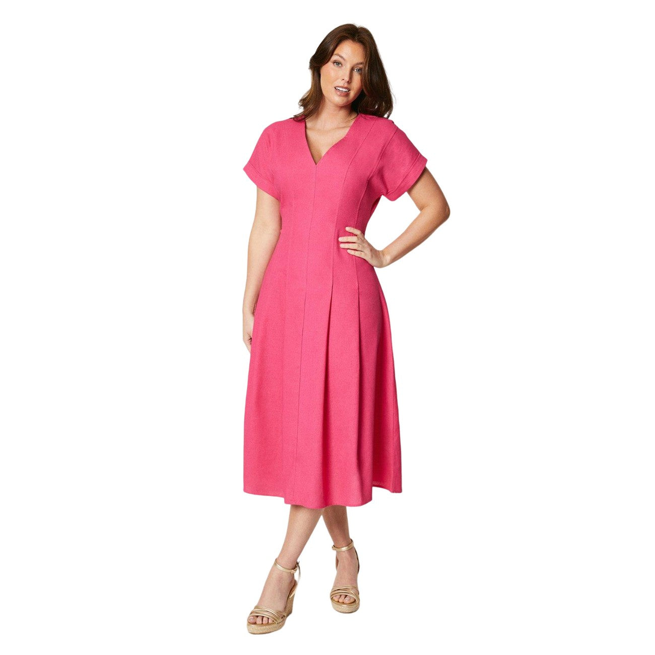 Principles Womens/Ladies Linen Blend Pleated Midi Dress – Universal Textiles