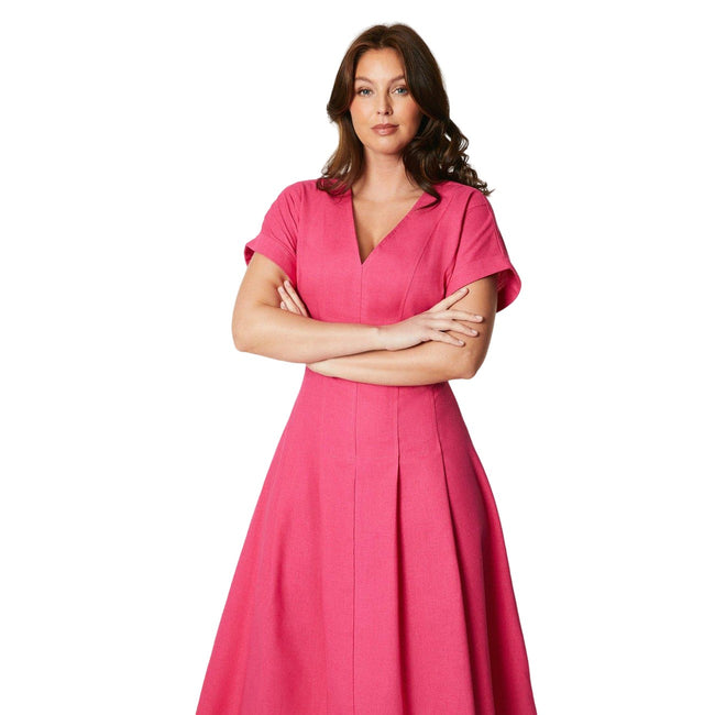 Principles Womens Ladies Linen Blend Pleated Midi Dress Discounts on great Brands