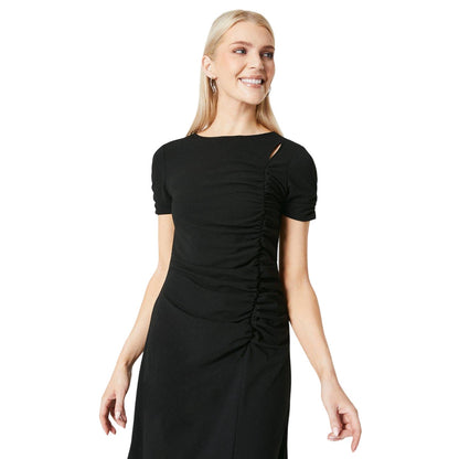 Black - Side - Principles Womens-Ladies Ruched Front Midi Dress