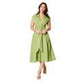 Chartreuse - Front - Principles Womens-Ladies Belted Linen Blend Midi Dress