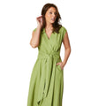 Chartreuse - Side - Principles Womens-Ladies Belted Linen Blend Midi Dress