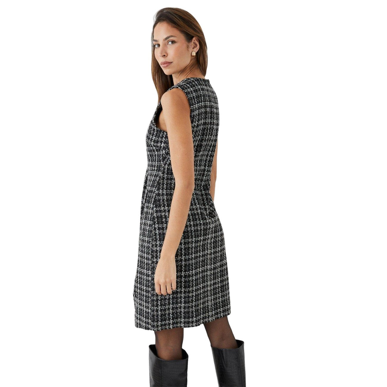 Black - Back - Principles Womens-Ladies Bouclé Sleeveless Shift Dress
