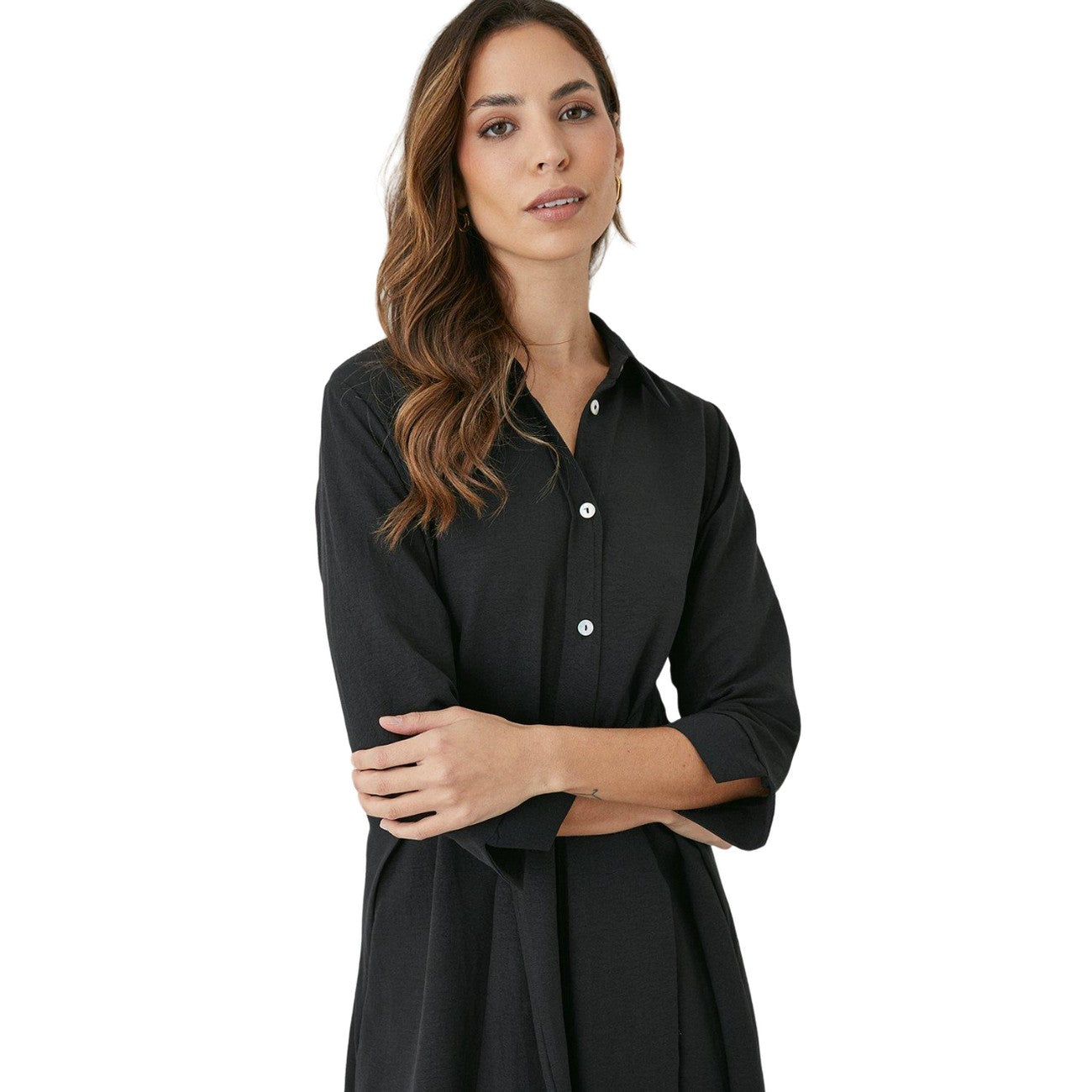 Black - Side - Principles Womens-Ladies Belted Shirt Dress