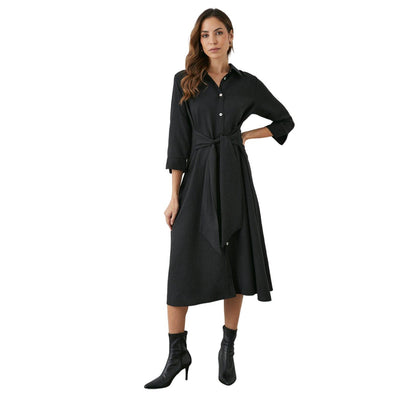 Black - Front - Principles Womens-Ladies Belted Shirt Dress