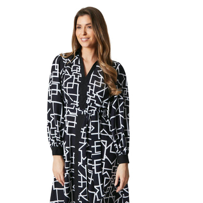 Monochrome - Side - Principles Womens-Ladies Geometric Midi Shirt Dress