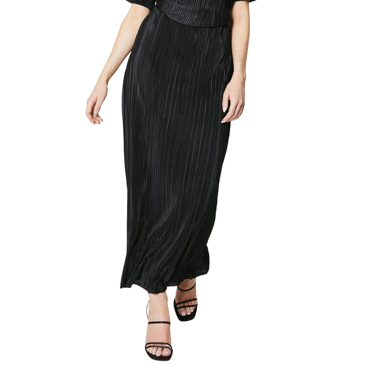 Black - Side - Principles Womens-Ladies Plisse Midi Skirt