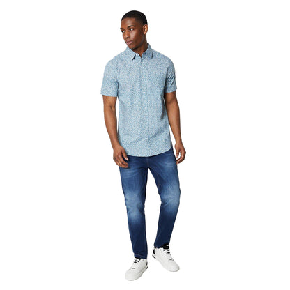 Blue - Lifestyle - Maine Mens Ditsy Print Short-Sleeved Shirt