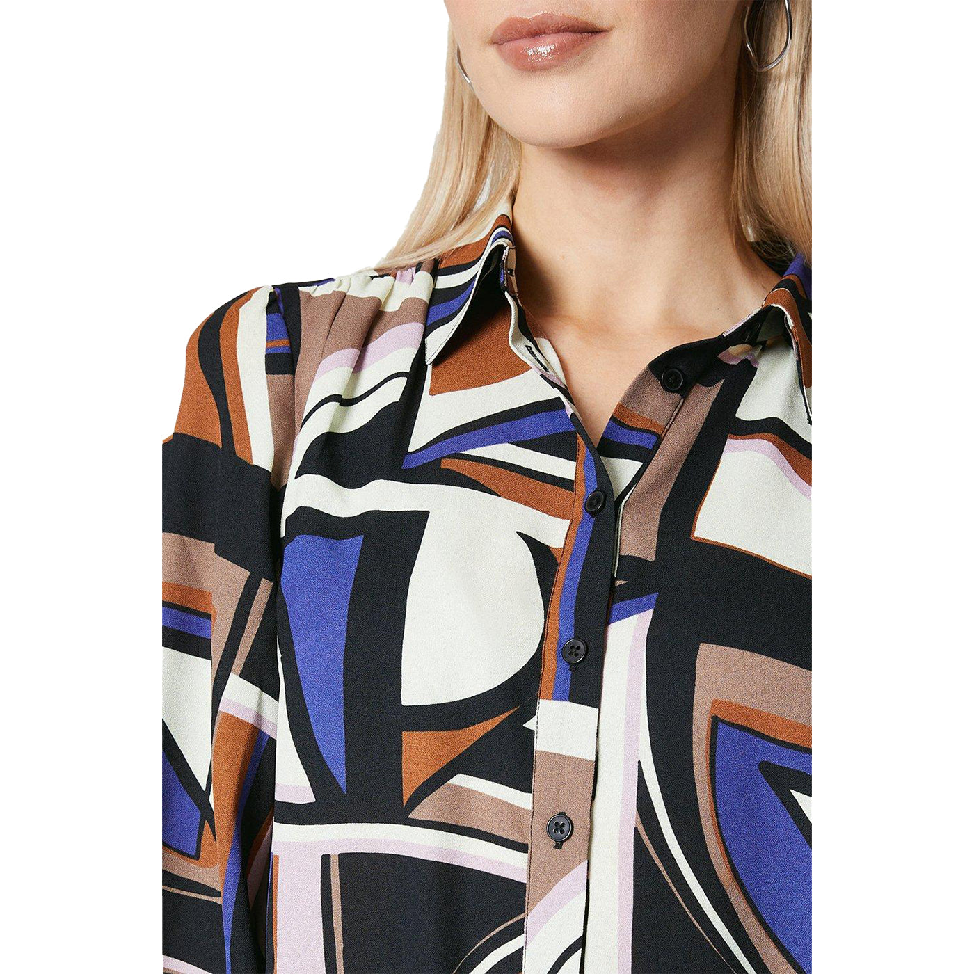 Brown - Side - Principles Womens-Ladies Abstract Shirt