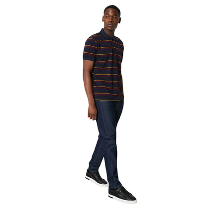 Navy - Lifestyle - Maine Mens College Stripe Polo Shirt