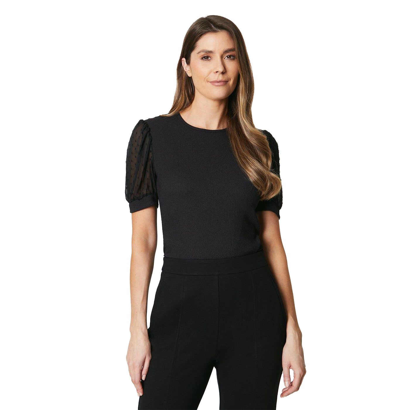 Black - Front - Principles Womens-Ladies Jersey Puff Sleeve Top