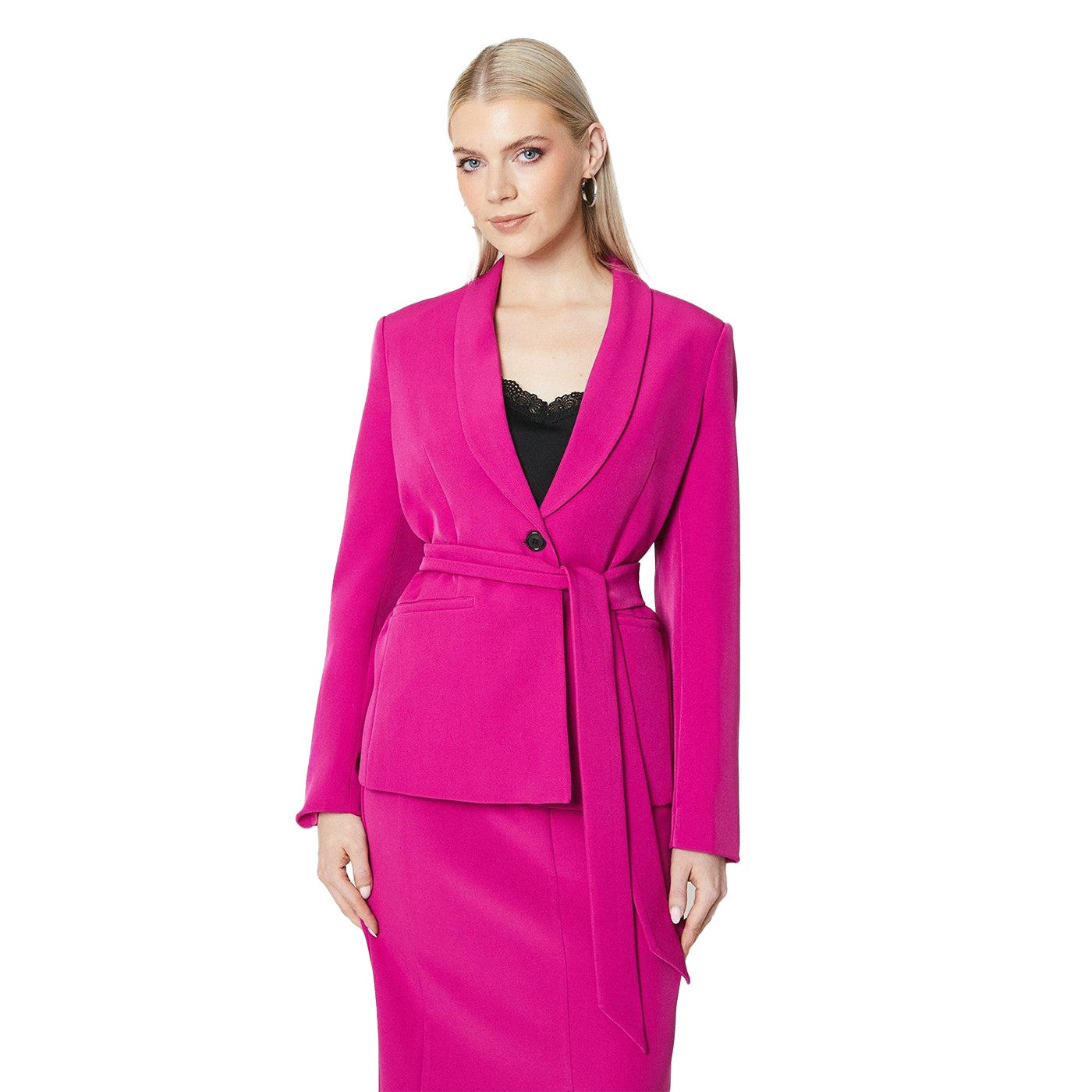 Pink - Front - Principles Womens-Ladies Belted Single-Breasted Blazer