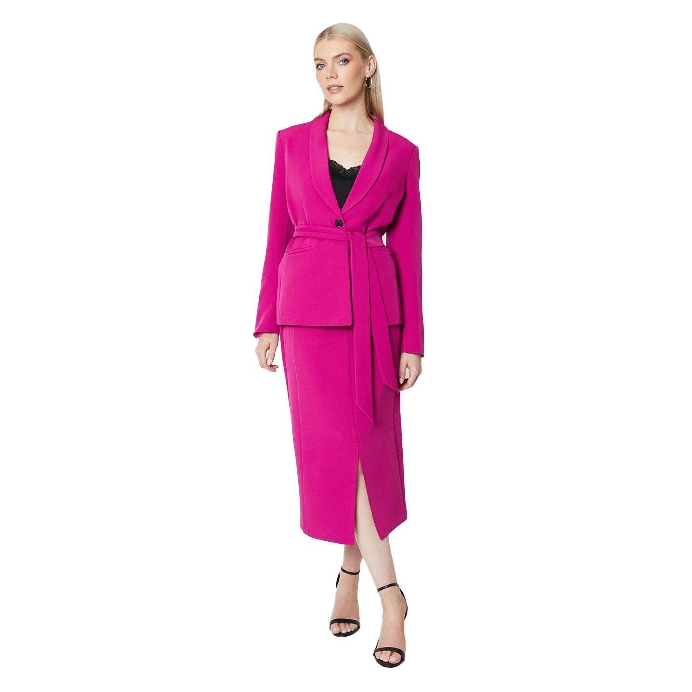 Pink - Pack Shot - Principles Womens-Ladies Belted Single-Breasted Blazer