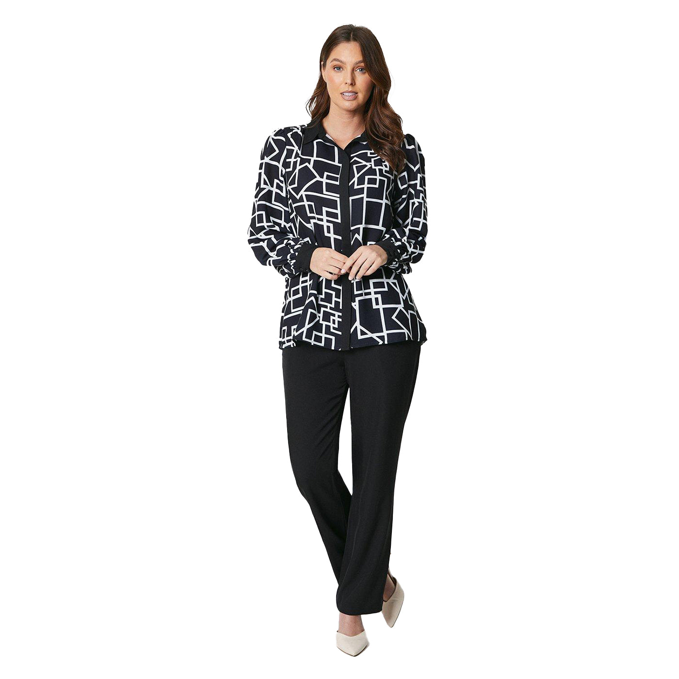 Monochrome - Lifestyle - Principles Womens-Ladies Geometric Shirt